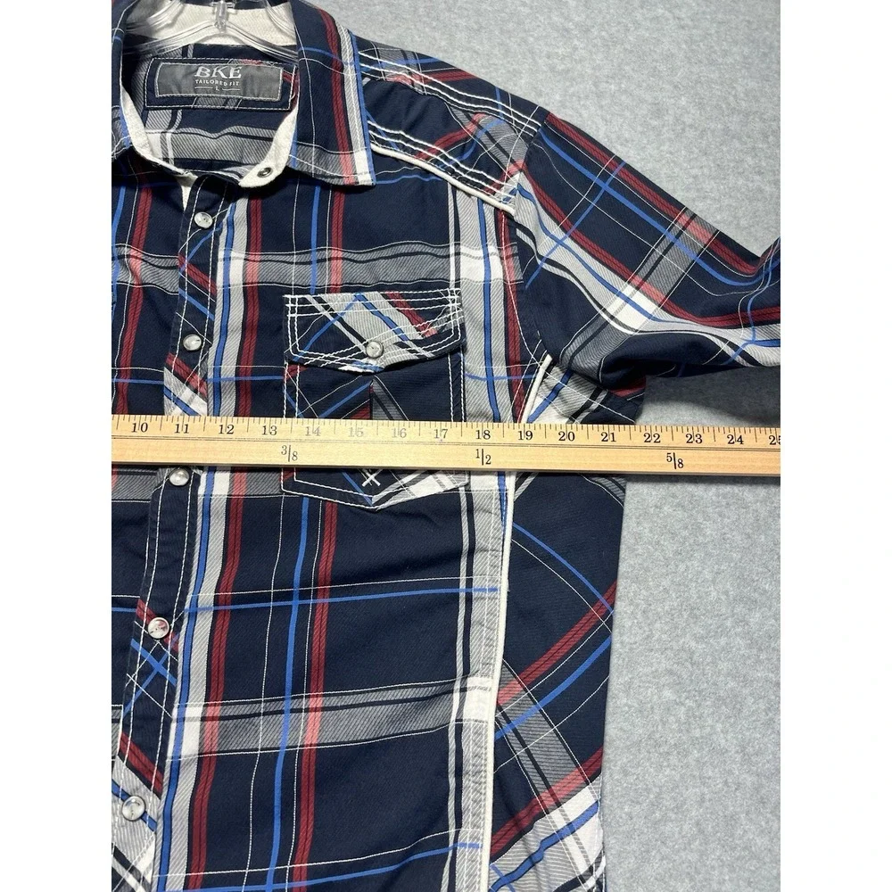 Buckle Men's  Pearl Snap Shirt Long Sleeve, Tailored Fit Sz L/M Western Plaid‎